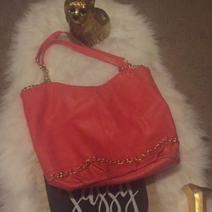 Large coral colored purse